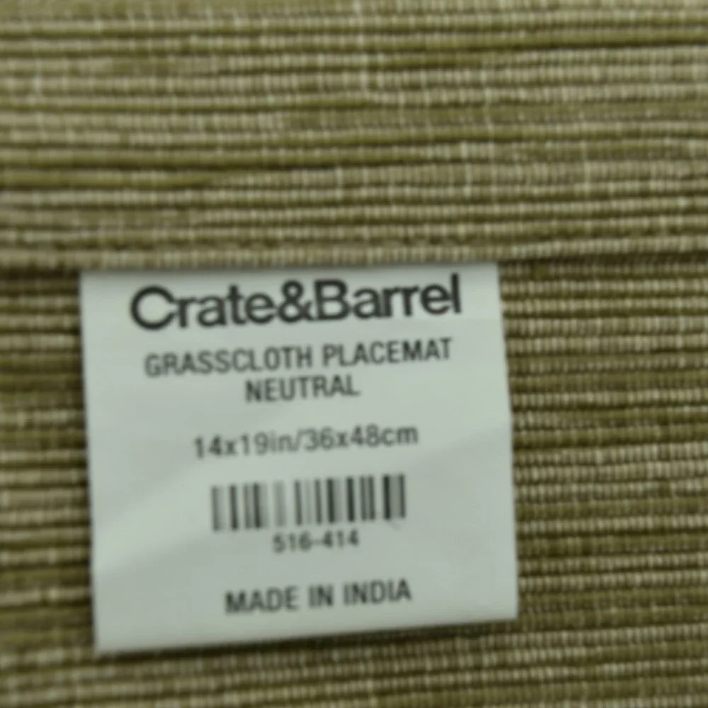 Crate& Barrel Grass cloth Placemats Set Of 2
